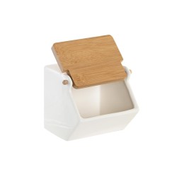 Salière avec couvercle DKD Home Decor 12,5 x 14 x 12 cm Naturel Porcelaine Blanc