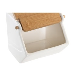 Salière avec couvercle DKD Home Decor 12,5 x 14 x 12 cm Naturel Porcelaine Blanc