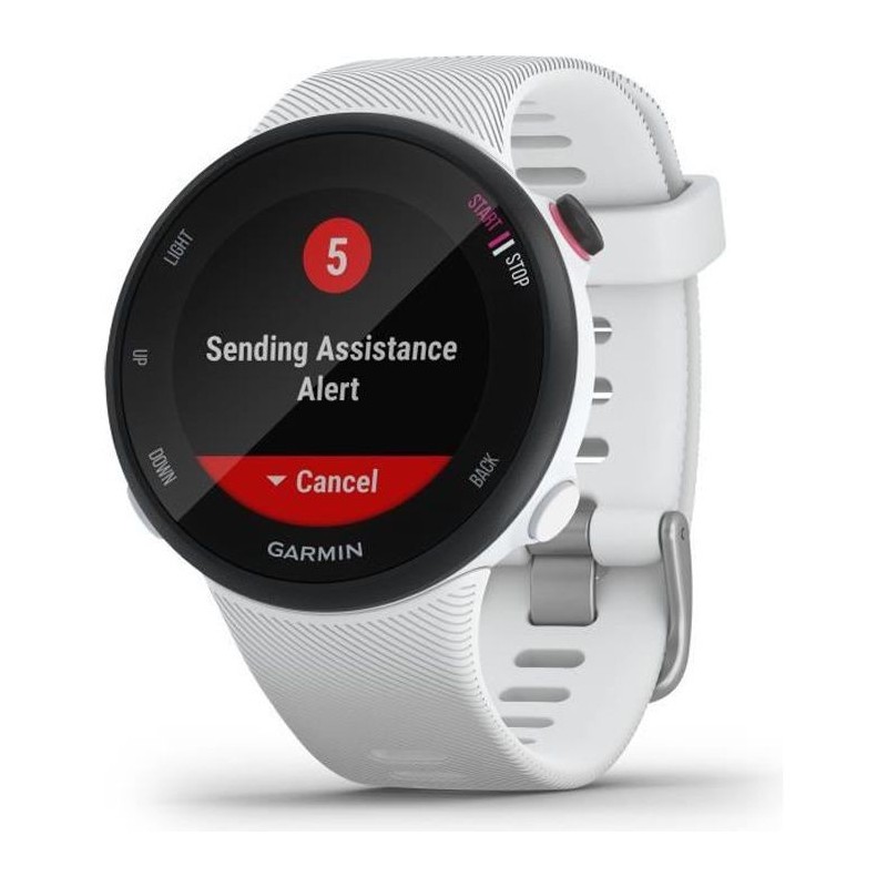 GARMIN Forerunner 45 - Montre de course a pied avec prise en charge des programmes d'entraînement Garmin Coach – Blanche - Sm