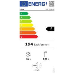 CANDY CFM 14504SN - Réfrigérateur combiné 165L (122+43L) - Froid statique - L50x H142,2cm - Silver