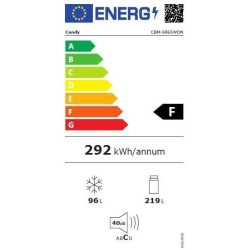 CANDY CBM-686SWDN - Réfrigérateur combiné 315 L (219 + 96 L) - Froid statique - L59,6 x H185 cm - Argent