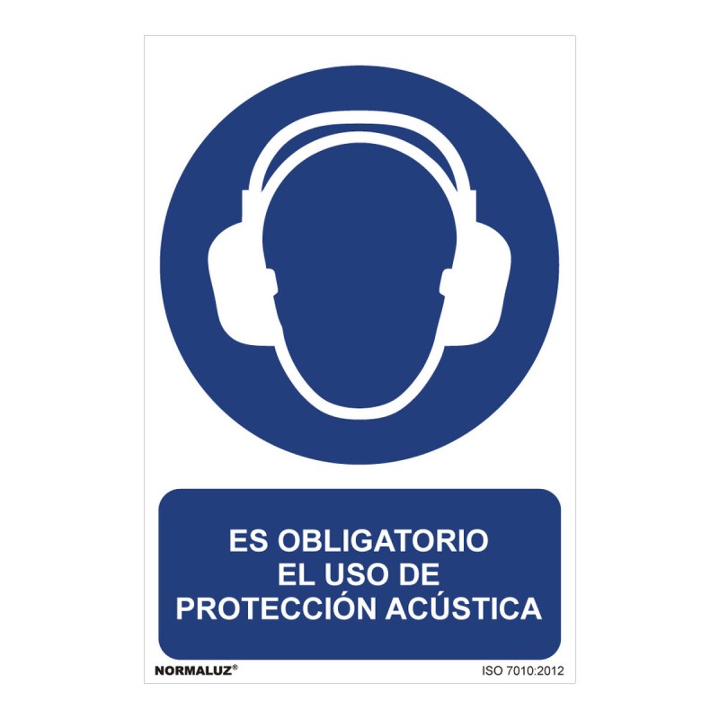 Panneau Normaluz Paso obligatorio el uso de protección acústica PVC (30 x 40 cm)