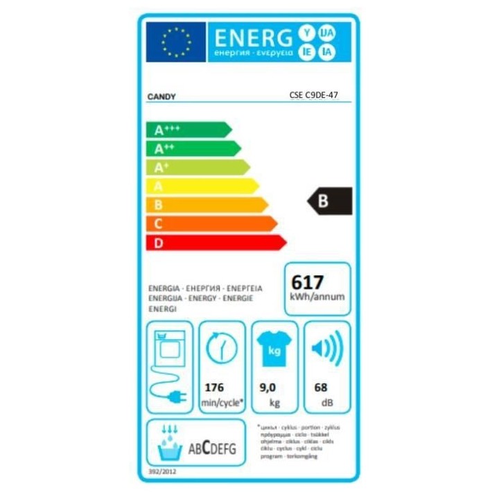 Seche-linge a condensation CANDY CSE C9DE-47 Smart - 9 kg - Moteur sta