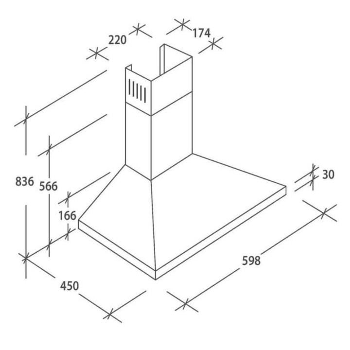 Hotte décorative CANDY CCE160XGG - 415m3/h