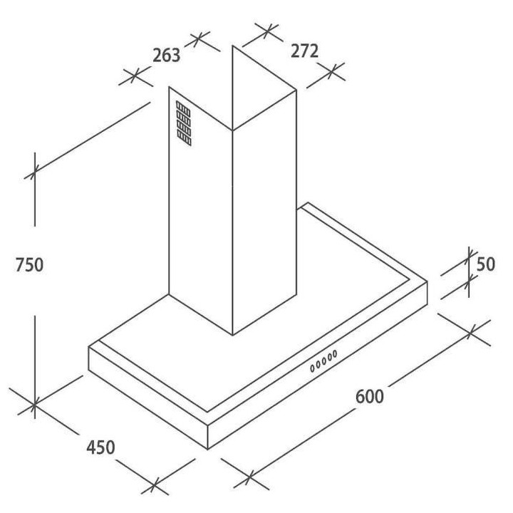 Hotte décorative CANDY CMB655XGG - 554 m3/h