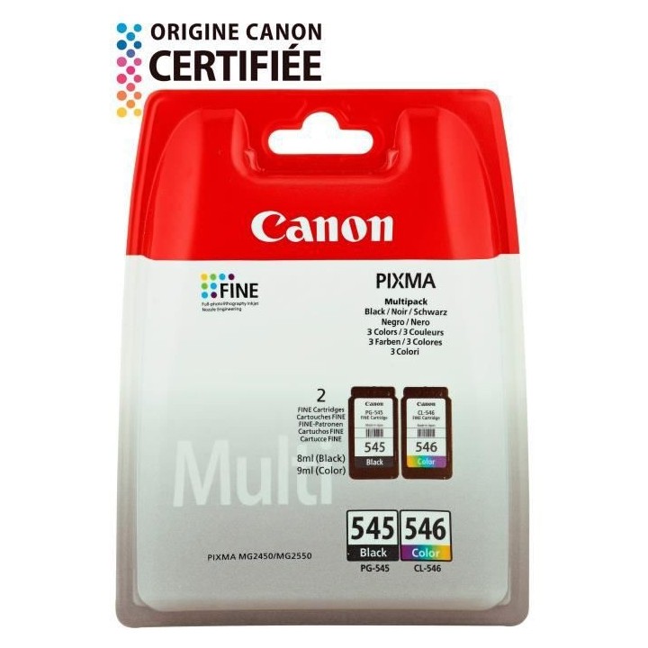 CANON Pack de 2 cartouches d'encre PG-545 / CL-546 Noir + Couleur