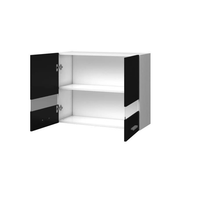 EXTRA - Meuble haut de cuisine 80cm 2 Portes vitrées - Noir Mat