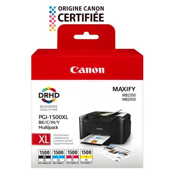 CANON Pack de 4 cartouches d'encre PGI-1500 XL grande capacité Noir/C