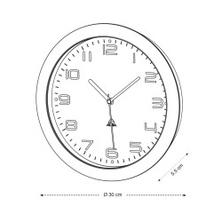 Horloge Murale Archivo 2000 Verre Noir Métal Ø 30 cm