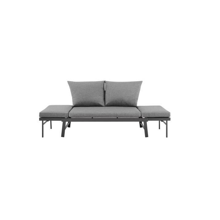 Banquette multifonctions en alumium avec coussins - 2 personnes - Gris