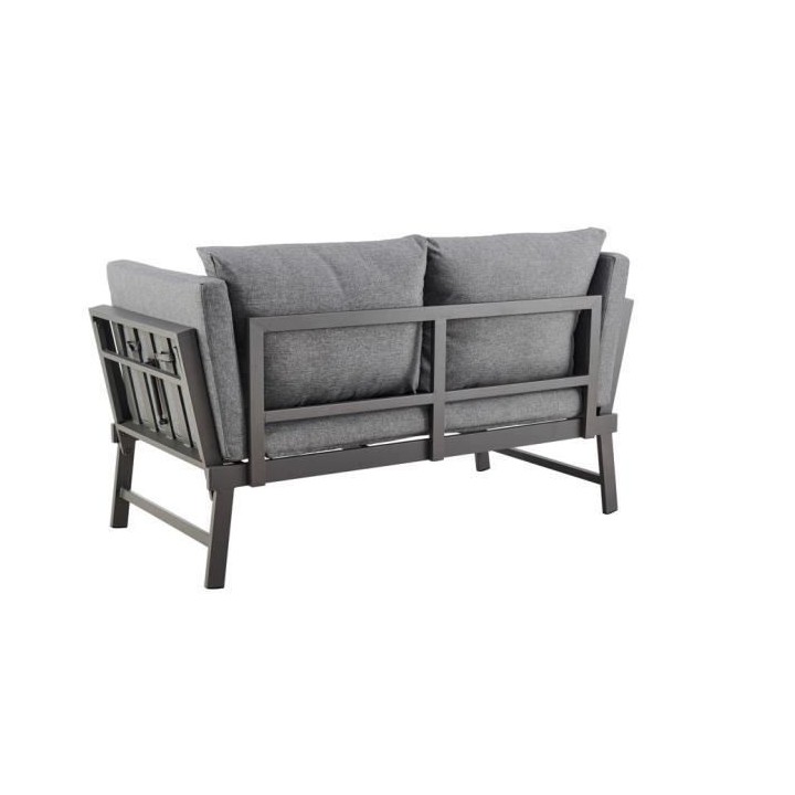 Banquette multifonctions en alumium avec coussins - 2 personnes - Gris