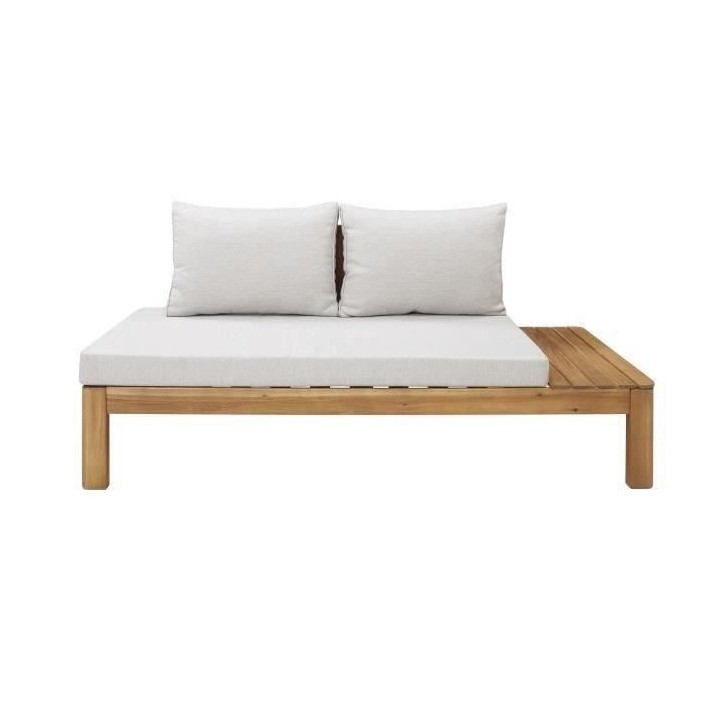 Banquette de jardin en bois d'acacia FSC - 2 personnes - Avec coussins