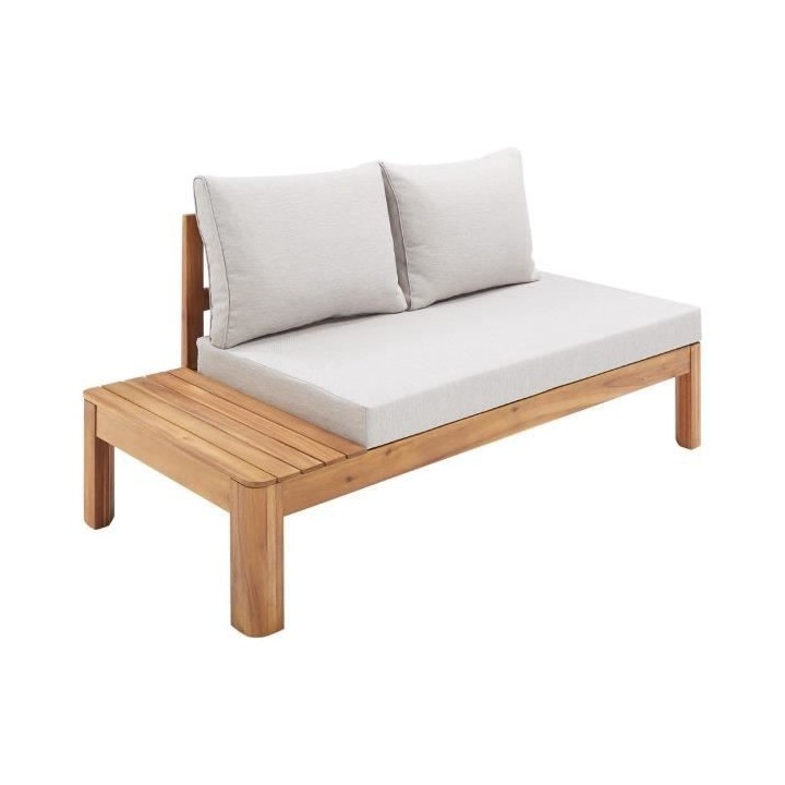 Banquette de jardin en bois d'acacia FSC - 2 personnes - Avec coussins