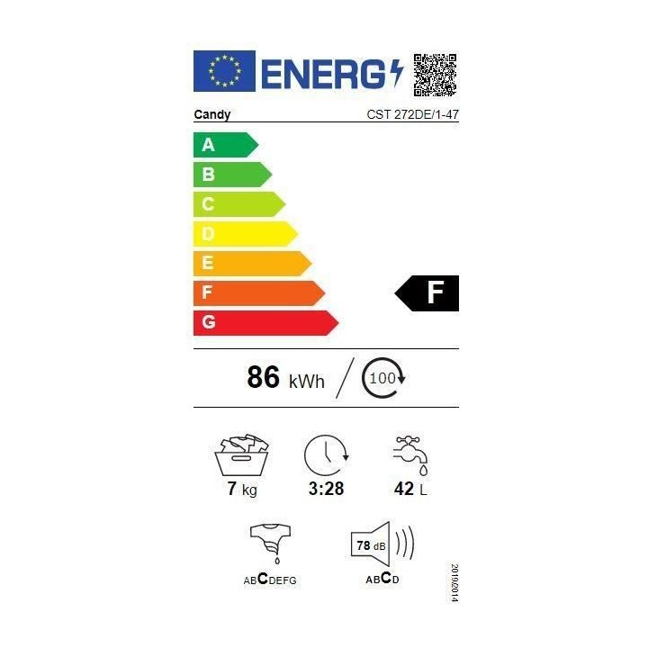 Lave-linge top CANDY CST 272DE/1-47 - Moteur standard - 7 kg - L50cm -