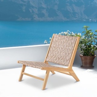 Fauteuil bas en bois d'Acacia FSC - 1 personne - CANCUN - Gris