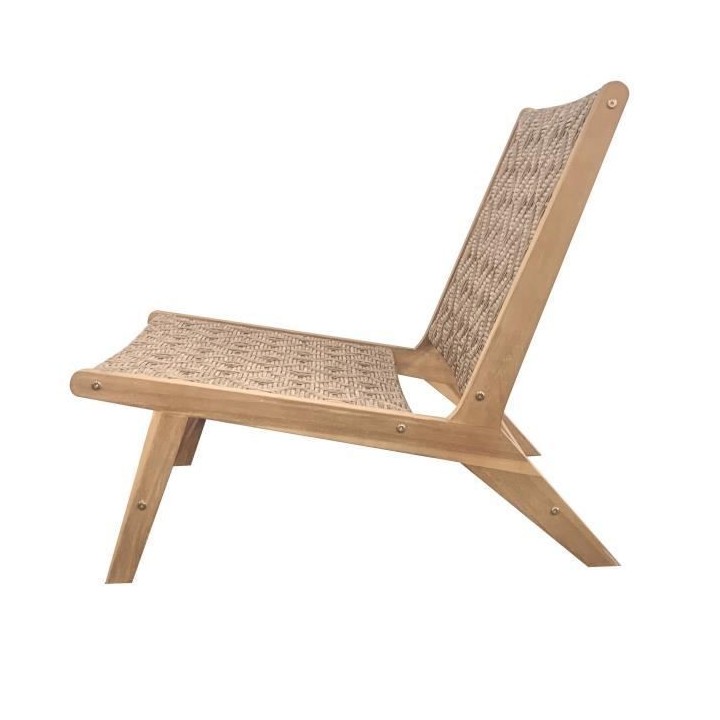 Fauteuil bas en bois d'Acacia FSC - 1 personne - CANCUN - Gris