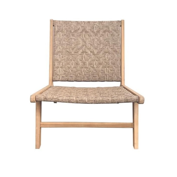 Fauteuil bas en bois d'Acacia FSC - 1 personne - CANCUN - Gris