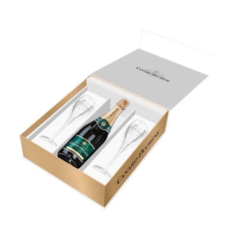 Champagne Canard Duchene Coffret 1 bouteille 75 cl + 2 flûtes