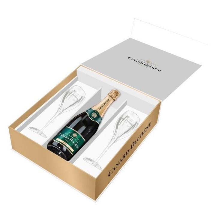 Champagne Canard Duchene Coffret 1 bouteille 75 cl + 2 flûtes
