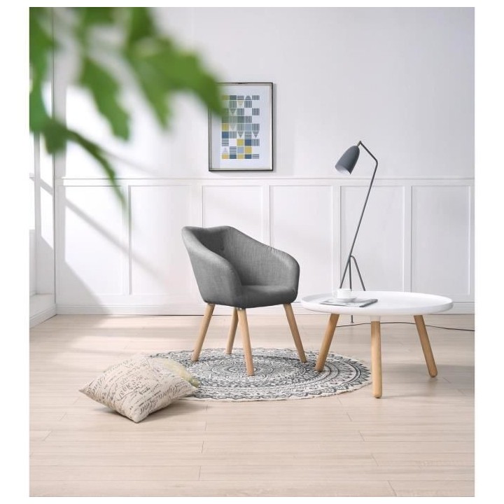 Fauteuil CANDY - Tissu polyester gris anthracite - Scandinave - L 42 x