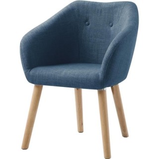 Fauteuil CANDY - Tissu polyester bleu - Scandinave - L 42 x P 60 x H 7