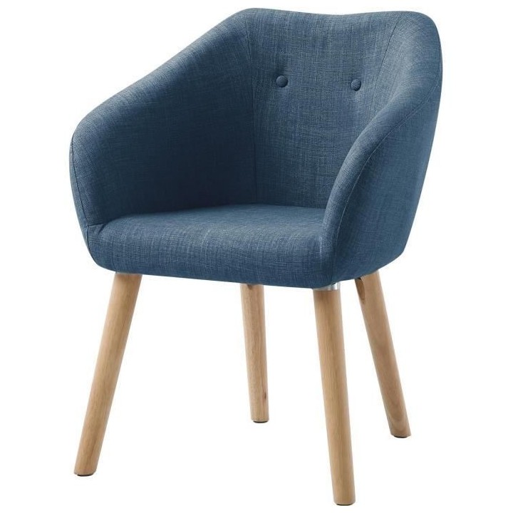 Fauteuil CANDY - Tissu polyester bleu - Scandinave - L 42 x P 60 x H 7