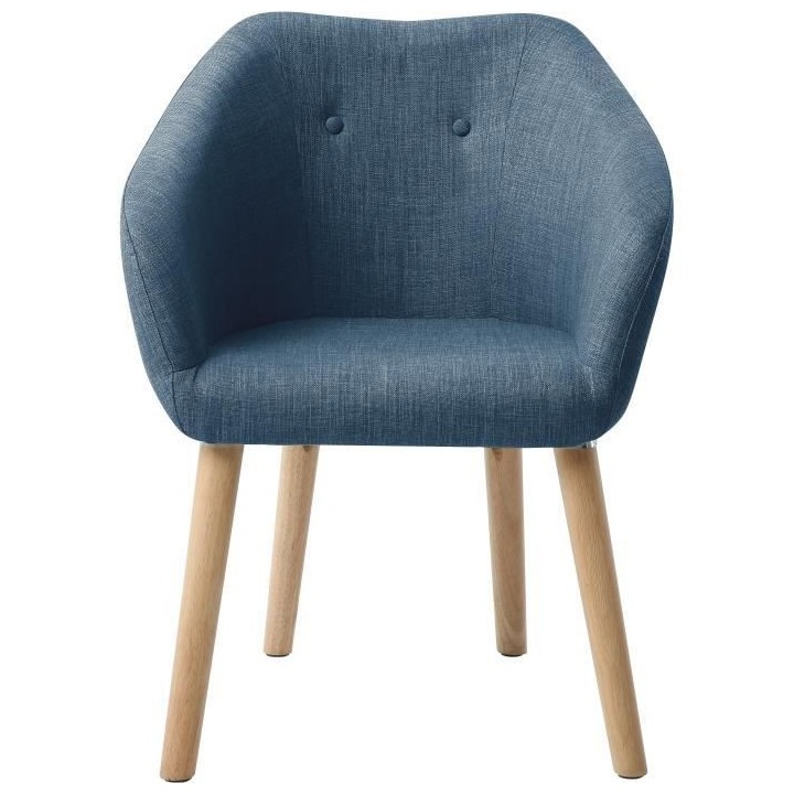 Fauteuil CANDY - Tissu polyester bleu - Scandinave - L 42 x P 60 x H 7