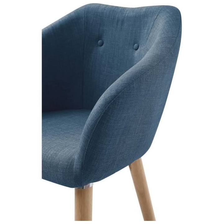 Fauteuil CANDY - Tissu polyester bleu - Scandinave - L 42 x P 60 x H 7