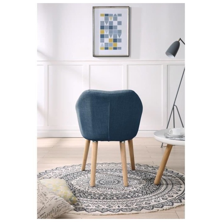 Fauteuil CANDY - Tissu polyester bleu - Scandinave - L 42 x P 60 x H 7