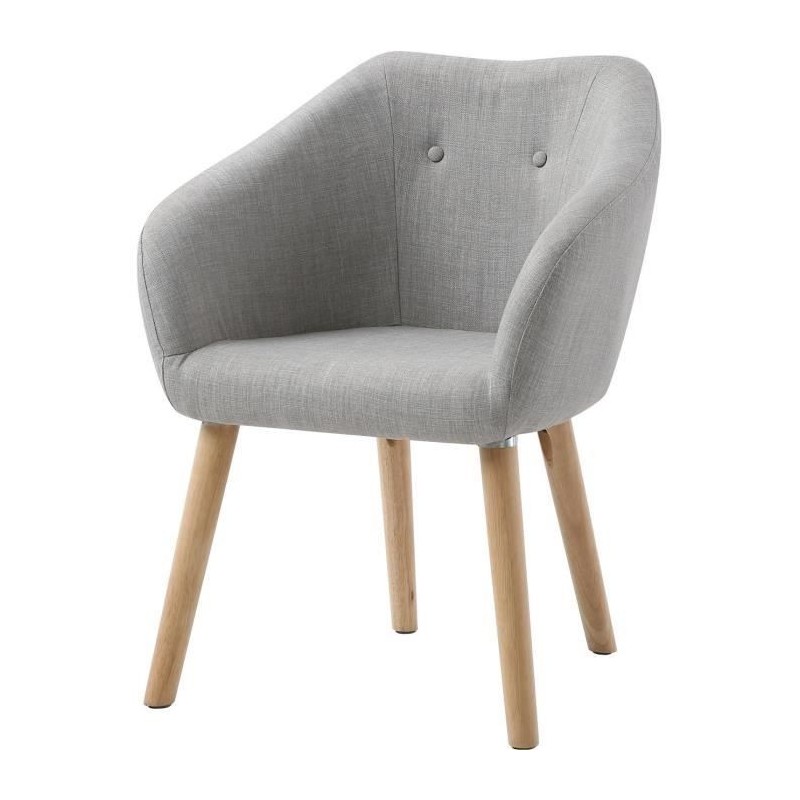 Fauteuil CANDY - Tissu polyester gris clair- Scandinave - L 42 x P 60 x H 79 cm