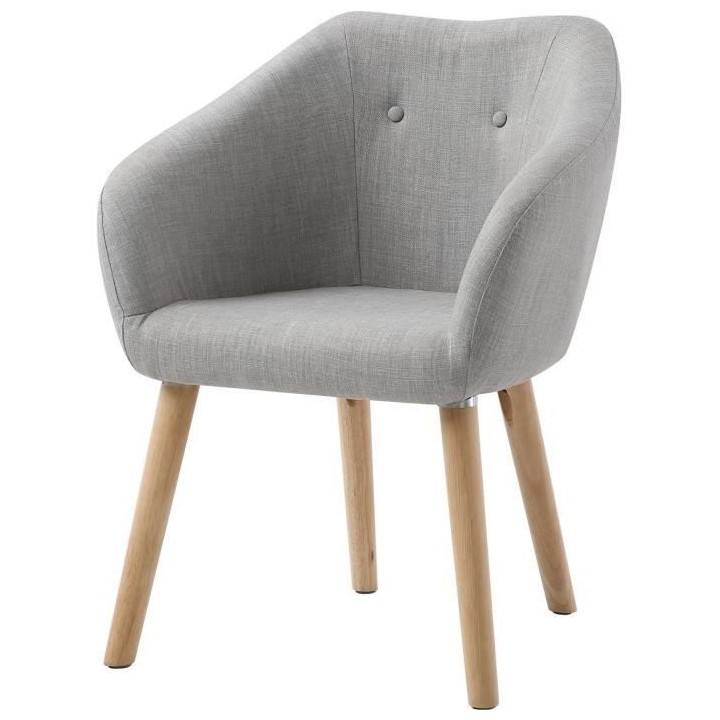 Fauteuil CANDY - Tissu polyester gris clair- Scandinave - L 42 x P 60