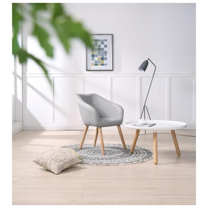 Fauteuil CANDY - Tissu polyester gris clair- Scandinave - L 42 x P 60