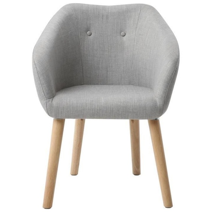 Fauteuil CANDY - Tissu polyester gris clair- Scandinave - L 42 x P 60