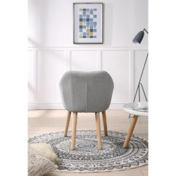 Fauteuil CANDY - Tissu polyester gris clair- Scandinave - L 42 x P 60 x H 79 cm