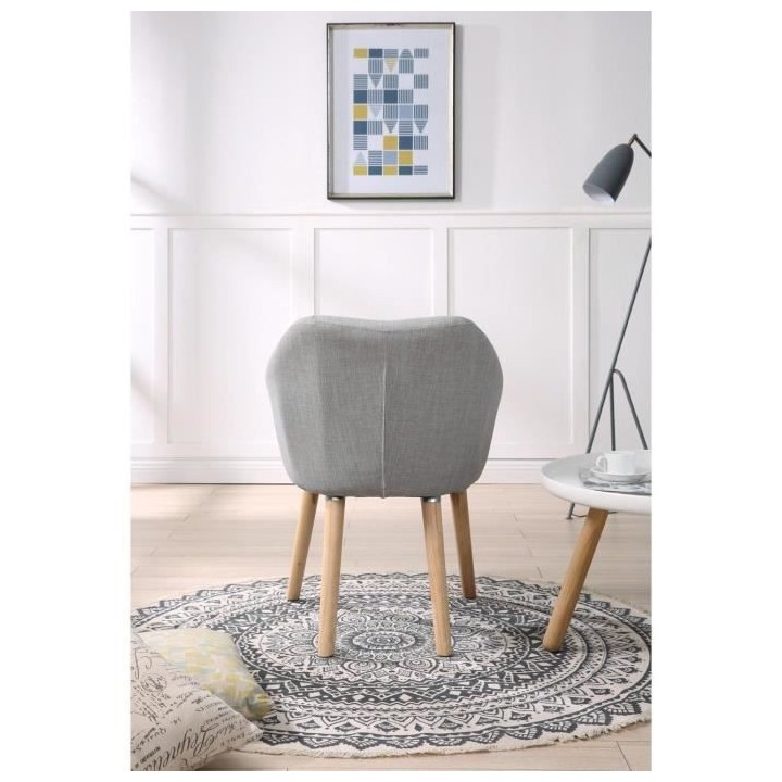 Fauteuil CANDY - Tissu polyester gris clair- Scandinave - L 42 x P 60