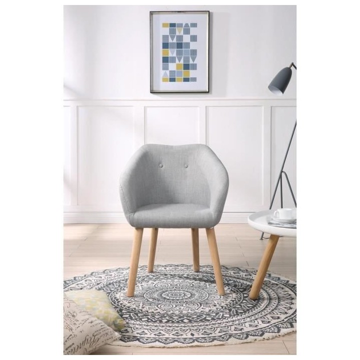 Fauteuil CANDY - Tissu polyester gris clair- Scandinave - L 42 x P 60