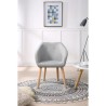 Fauteuil CANDY - Tissu polyester gris clair- Scandinave - L 42 x P 60 x H 79 cm