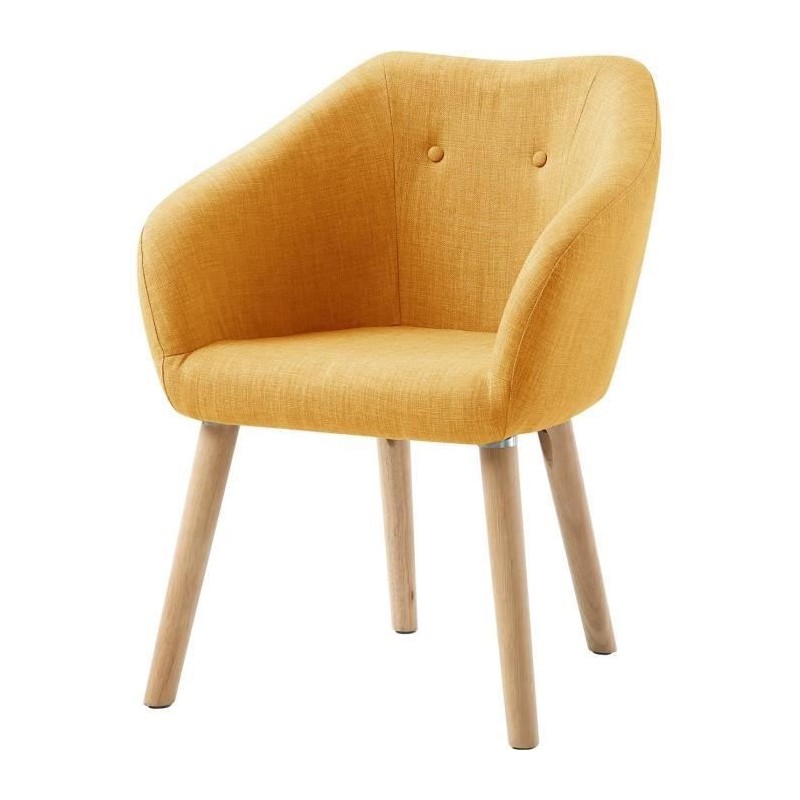 Fauteuil CANDY - Tissu polyester moutarde - Scandinave - L 42 x P 60 x H 79 cm