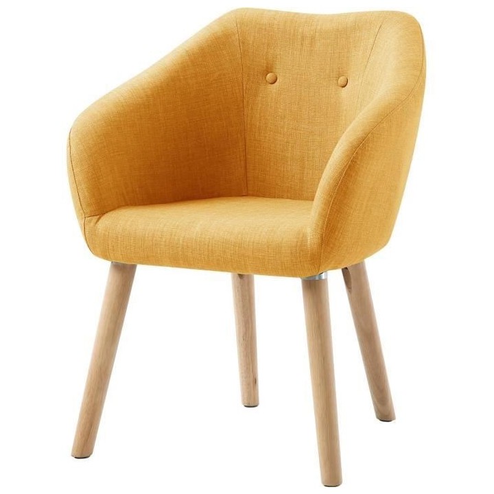 Fauteuil CANDY - Tissu polyester moutarde - Scandinave - L 42 x P 60 x