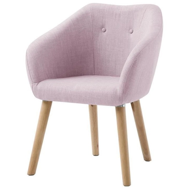 Fauteuil CANDY - Tissu polyester rose poudré - Scandinave - L 42 x P