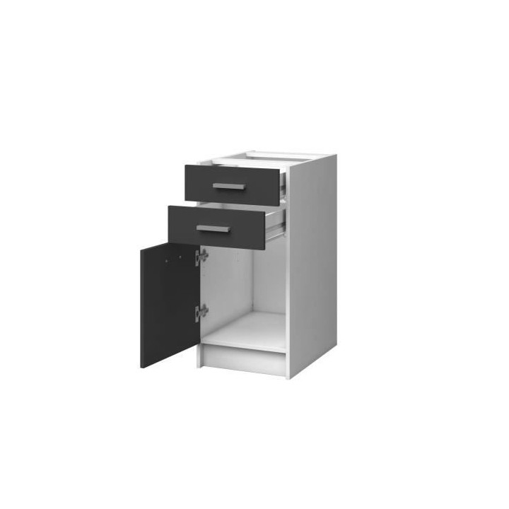 EXTRA - Meuble bas de cuisine 40cm 2 Tiroirs - Gris Mat