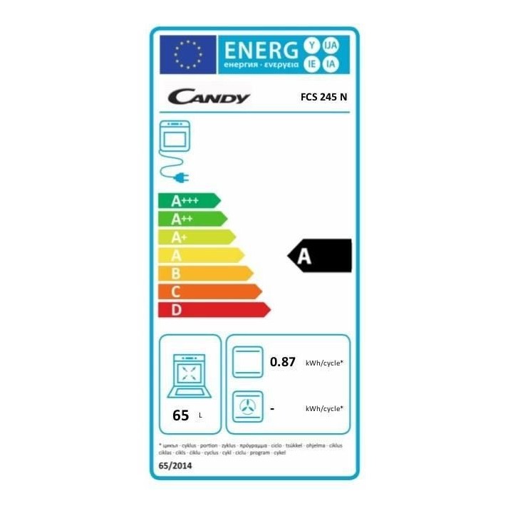 CANDY FCS245N - Four électrique encastrable catalyse - Noir - 65 L -