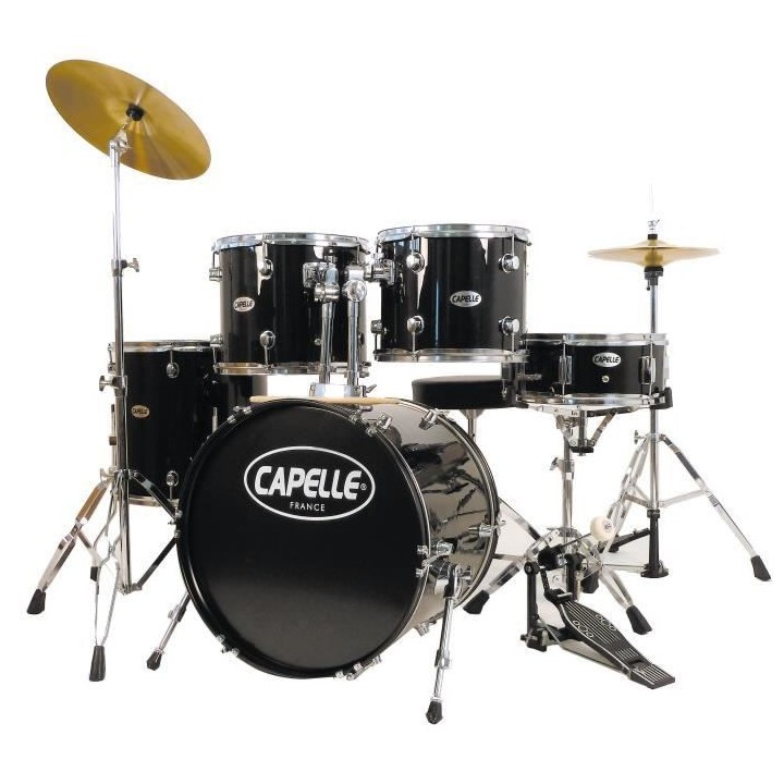 CAPELLE Batterie 5 futs JIM 18'' avec accessoires finition Noire