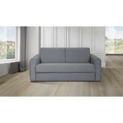 Canapé convertible express 3 places CAPITO - Tissu gris clair - couchage 140x190 cm - L 204 x P 102 x H 95 cm