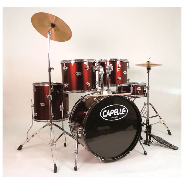 CAPELLE Batterie 5 futs complete 22 rouge