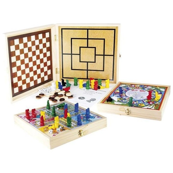 JEUJURA Coffret Bois 100 Jeux de société traditionnels