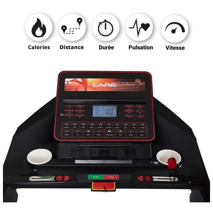 Tapis de course - 30 programmes d'entraînements - 20 km/h - Care - Ma