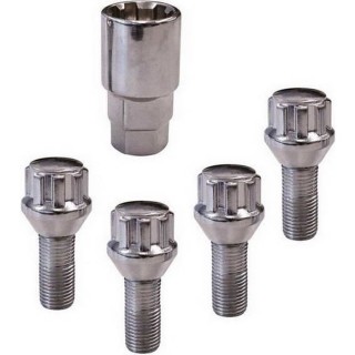 CARPONIT 4 Écrous antivol conique modele B - M12 x 1,5 x 26 mm - Chro