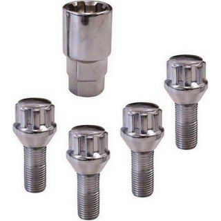 CARPONIT 4 Écrous antivol conique modele C - M12 x 1,5 x 26 mm - Chro