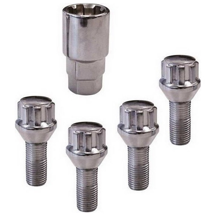 CARPONIT 4 Écrous antivol conique modele C - M12 x 1,5 x 26 mm - Chro